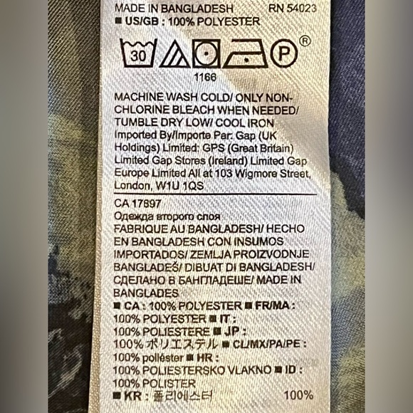 BANANA REPUBLIC Intern’l Exclusive Satin Floral Button Down Blouse L Green/Blue - Picture 6 of 6